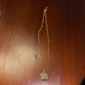 Elegant Gold Necklace with Multicolor Pendant